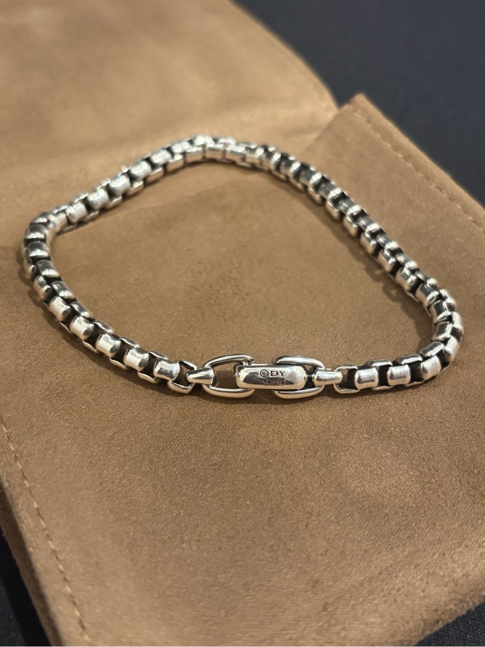 David Yurman Silver Box Chain Bracelet 5mm 8.5 inch Long - BRAND NEW